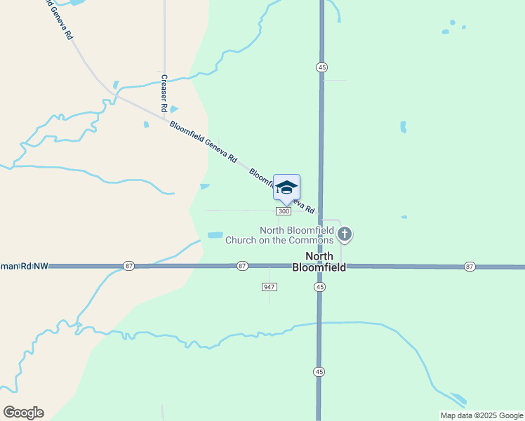 map of restaurants, bars, coffee shops, grocery stores, and more near Park West Road in North Bloomfield