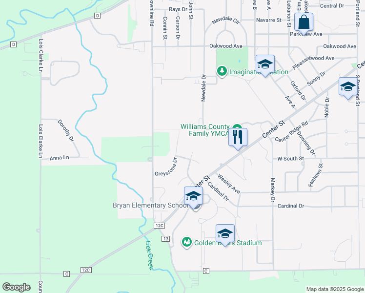 map of restaurants, bars, coffee shops, grocery stores, and more near 903 Greystone Drive in Bryan