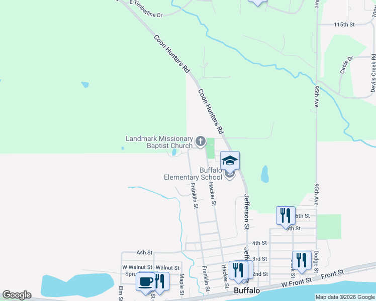 map of restaurants, bars, coffee shops, grocery stores, and more near 715 Enfield Drive in Buffalo