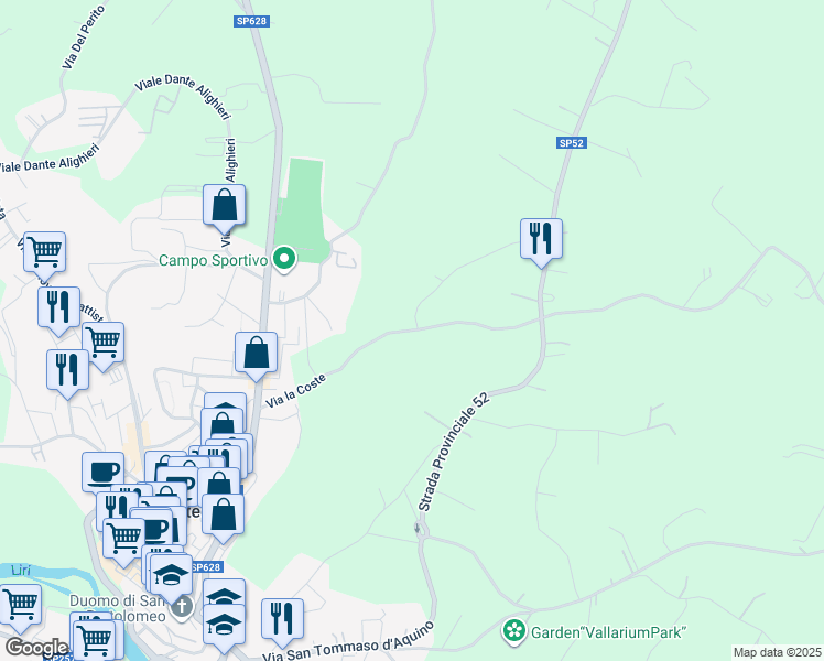 map of restaurants, bars, coffee shops, grocery stores, and more near in Province of Frosinone