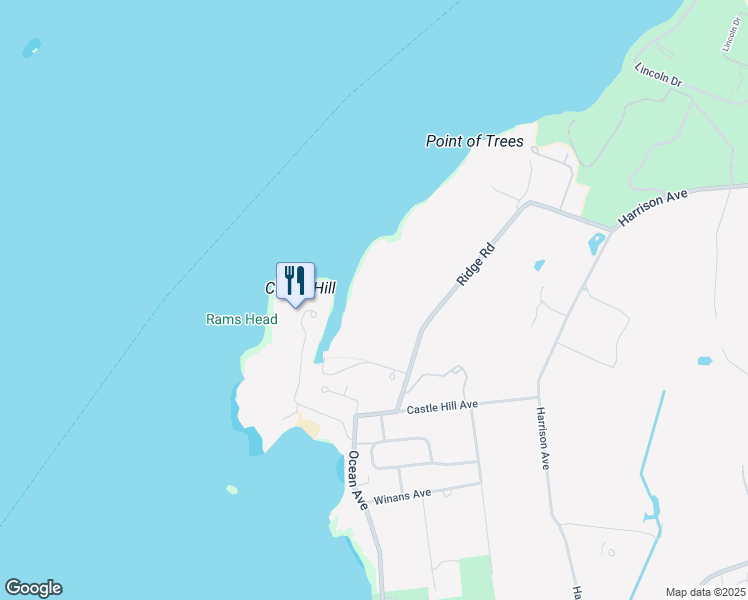 map of restaurants, bars, coffee shops, grocery stores, and more near 65 Ridge Road in Newport