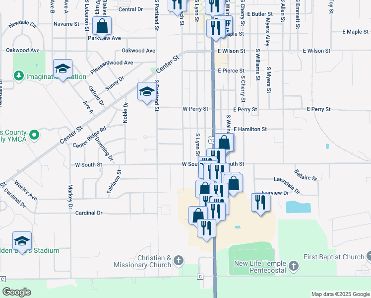 map of restaurants, bars, coffee shops, grocery stores, and more near 911 South Beech Street in Bryan