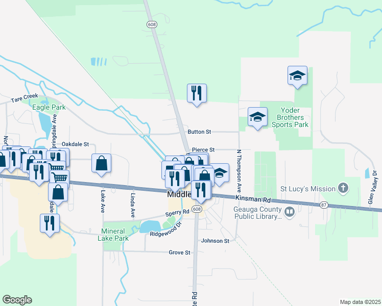 map of restaurants, bars, coffee shops, grocery stores, and more near 14849 North State Avenue in Middlefield