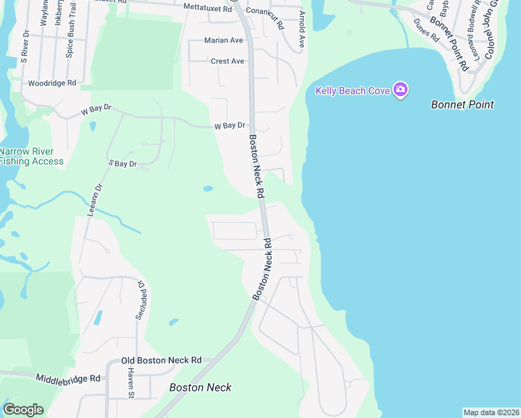 map of restaurants, bars, coffee shops, grocery stores, and more near 709 Boston Neck Road in Narragansett