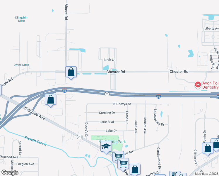 map of restaurants, bars, coffee shops, grocery stores, and more near 1692 Cypress West in Avon