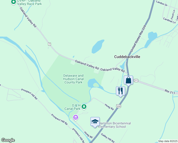 map of restaurants, bars, coffee shops, grocery stores, and more near 107 Oakland Valley Road in Cuddebackville