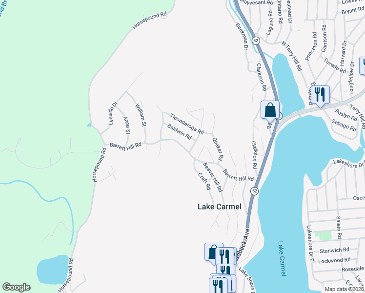 map of restaurants, bars, coffee shops, grocery stores, and more near 27 Baldwin Road in Carmel Hamlet