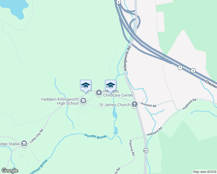 map of restaurants, bars, coffee shops, grocery stores, and more near 8 South Dish Mill Road in Haddam