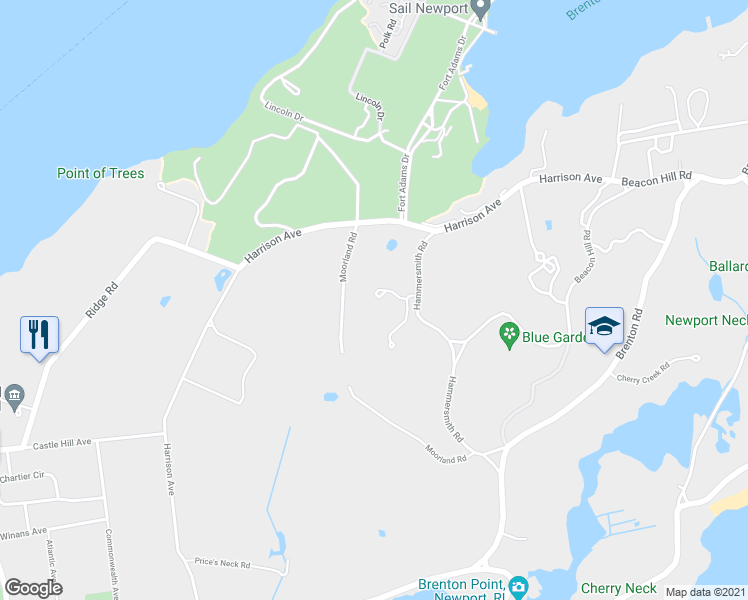 map of restaurants, bars, coffee shops, grocery stores, and more near 5 Hammersmith Road in Newport