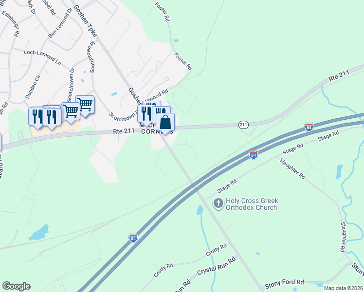 map of restaurants, bars, coffee shops, grocery stores, and more near 2070 Goshen Turnpike in Middletown