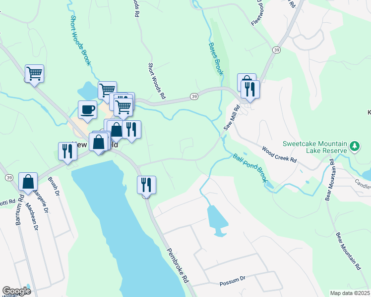 map of restaurants, bars, coffee shops, grocery stores, and more near 401 Stoney Way in New Fairfield