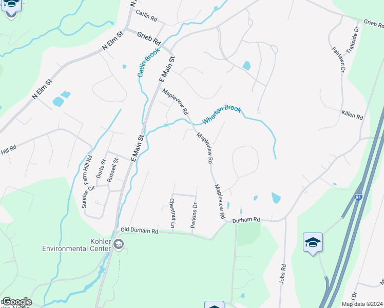 map of restaurants, bars, coffee shops, grocery stores, and more near 53 Mapleview Road in Wallingford