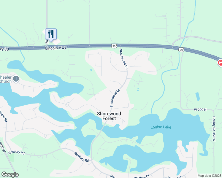 map of restaurants, bars, coffee shops, grocery stores, and more near 427 Kent Court in Valparaiso