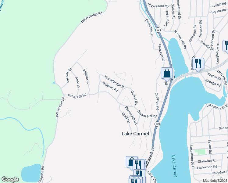 map of restaurants, bars, coffee shops, grocery stores, and more near 27 Baldwin Road in Carmel Hamlet