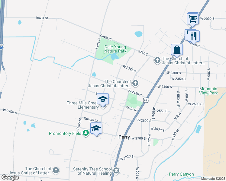 map of restaurants, bars, coffee shops, grocery stores, and more near 1030 West in Perry