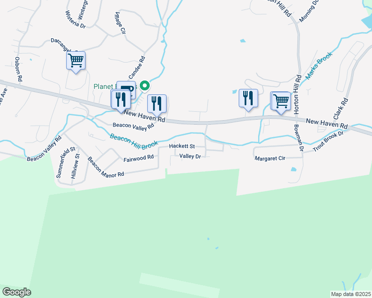 map of restaurants, bars, coffee shops, grocery stores, and more near 26 Hackett Street in Naugatuck