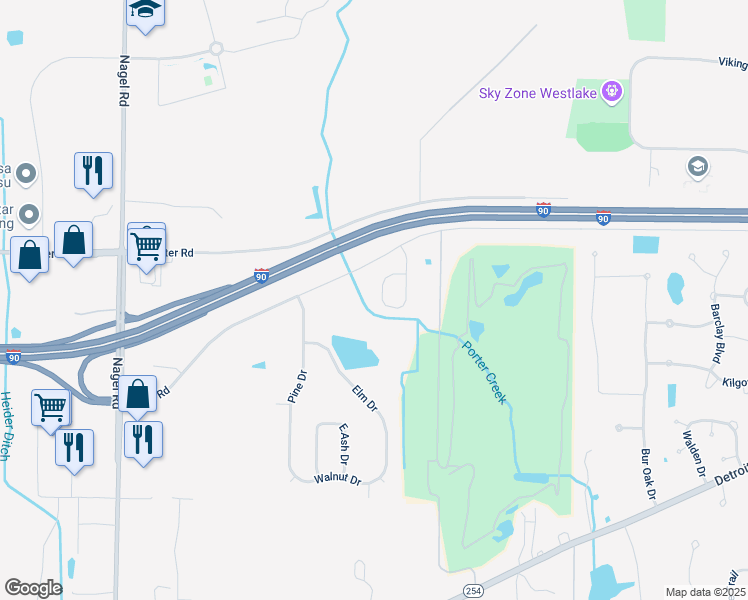 map of restaurants, bars, coffee shops, grocery stores, and more near 1556 Peach Drive in Avon