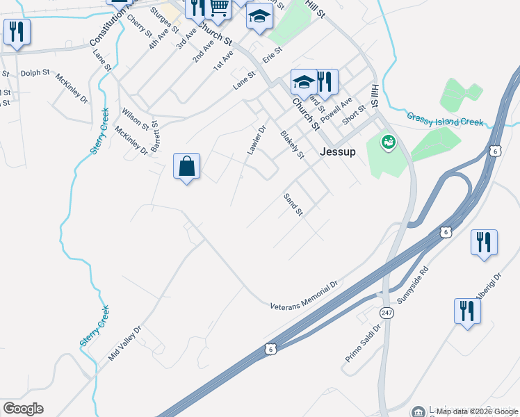 map of restaurants, bars, coffee shops, grocery stores, and more near 910 Grassy Island Avenue in Jessup