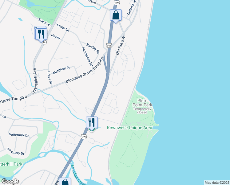 map of restaurants, bars, coffee shops, grocery stores, and more near 70 Lafayette Drive in New Windsor