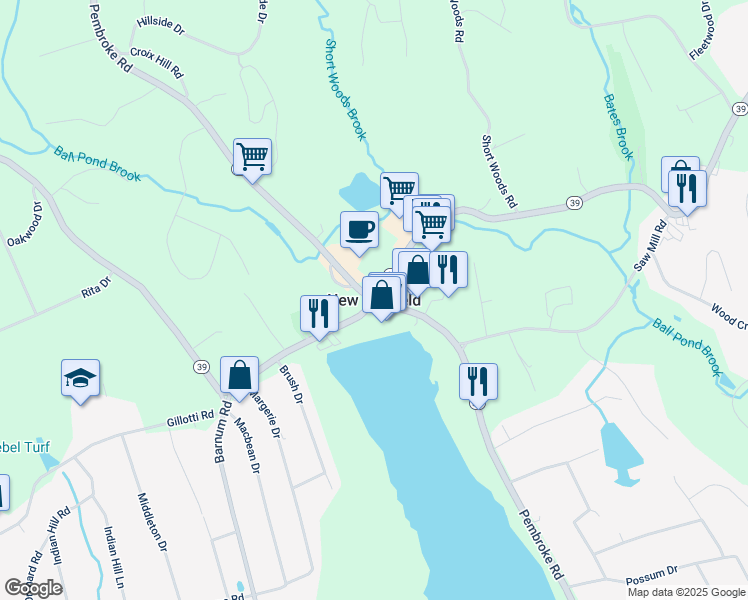 map of restaurants, bars, coffee shops, grocery stores, and more near in New Fairfield