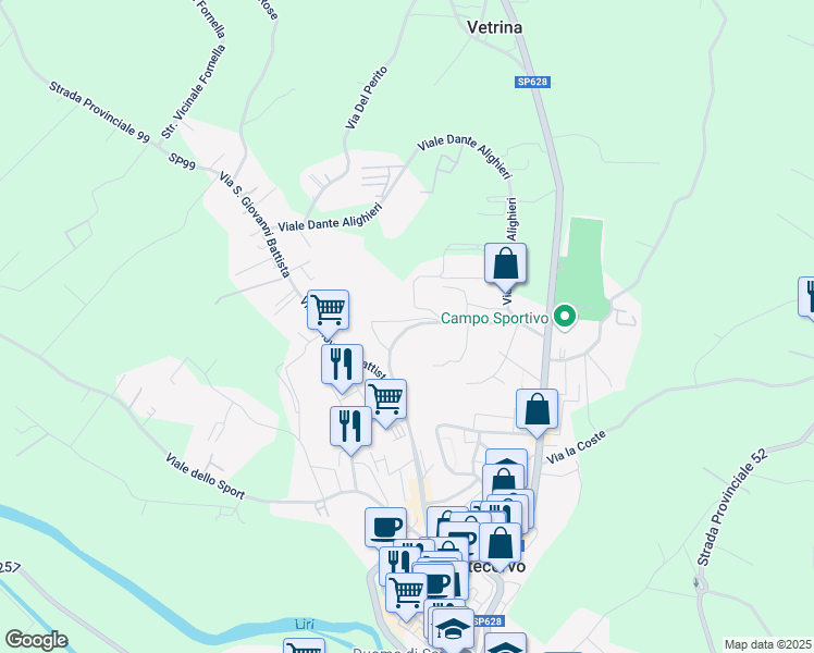 map of restaurants, bars, coffee shops, grocery stores, and more near 10 Via Antonio Gramsci in Pontecorvo