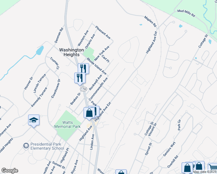 map of restaurants, bars, coffee shops, grocery stores, and more near 210 Watkins Avenue in Middletown