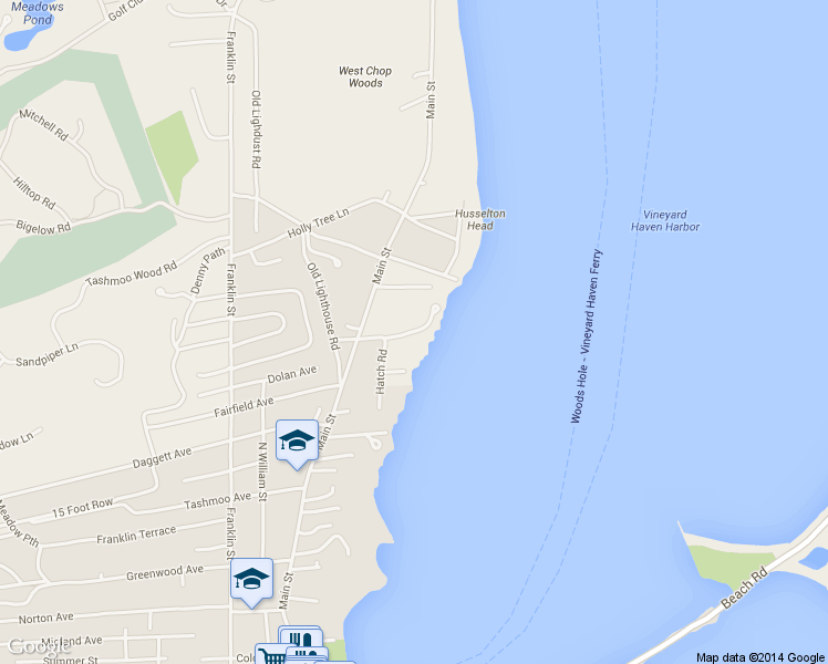 map of restaurants, bars, coffee shops, grocery stores, and more near 33 Goethals Way in Tisbury