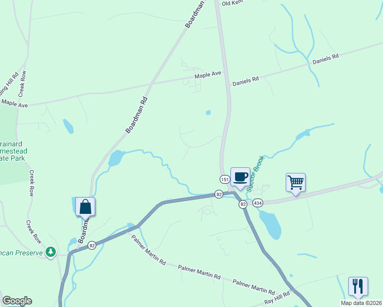 map of restaurants, bars, coffee shops, grocery stores, and more near 7 Stony Brook Drive in East Haddam