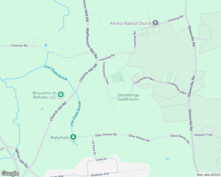 map of restaurants, bars, coffee shops, grocery stores, and more near 15 Coachman Pike in Ledyard