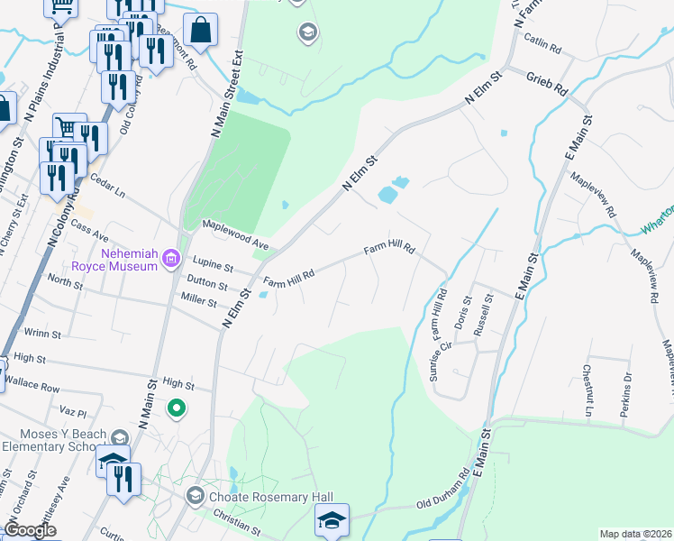 map of restaurants, bars, coffee shops, grocery stores, and more near 6 Sunset Drive in Wallingford