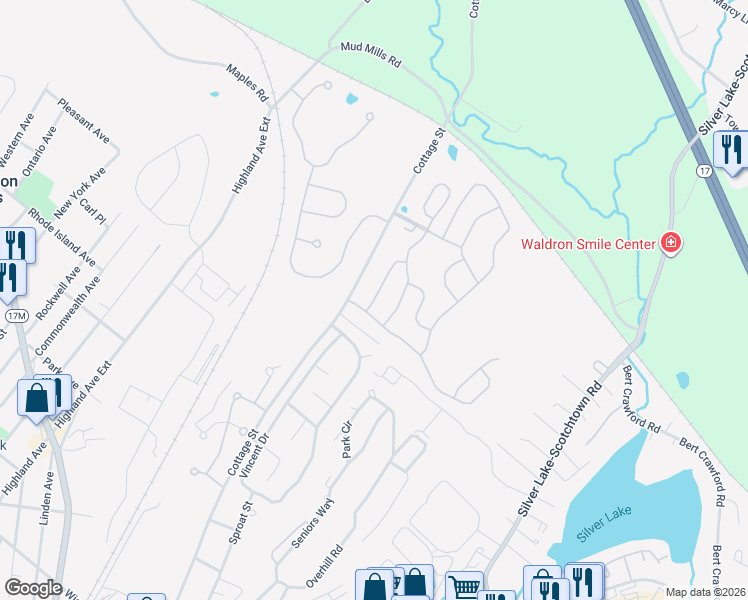 map of restaurants, bars, coffee shops, grocery stores, and more near 10 Cyprus Drive in Middletown