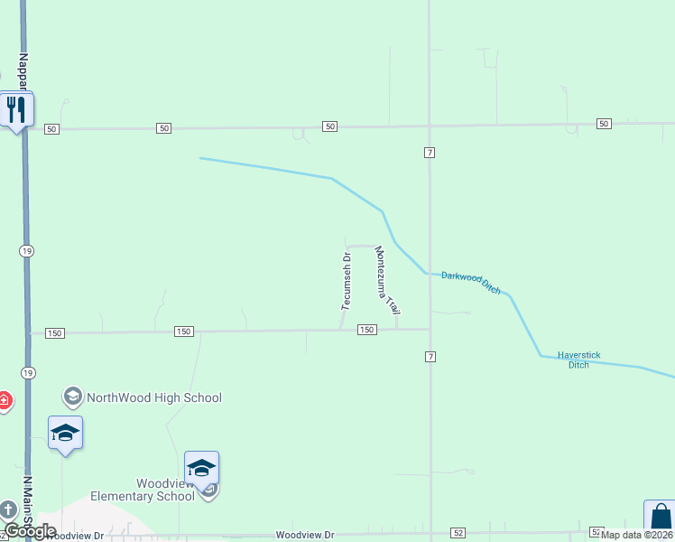 map of restaurants, bars, coffee shops, grocery stores, and more near 70891 Tecumseh Dr in Nappanee