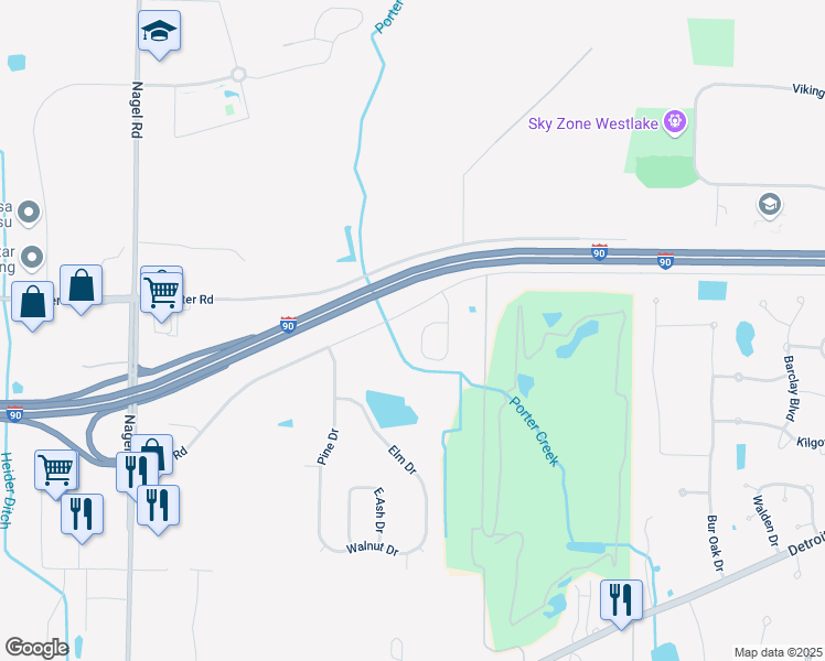 map of restaurants, bars, coffee shops, grocery stores, and more near 1556 Peach Drive in Avon