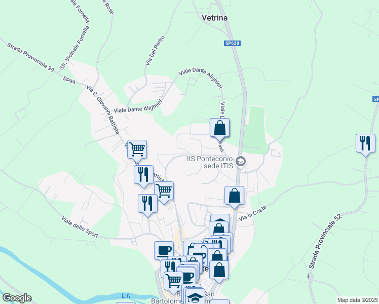 map of restaurants, bars, coffee shops, grocery stores, and more near 10 Via Antonio Gramsci in Pontecorvo