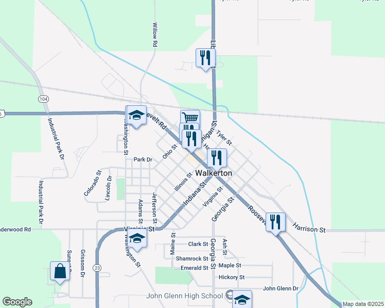 map of restaurants, bars, coffee shops, grocery stores, and more near in Walkerton