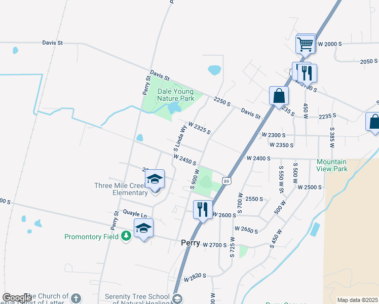 map of restaurants, bars, coffee shops, grocery stores, and more near 972 West 2450 South in Brigham City