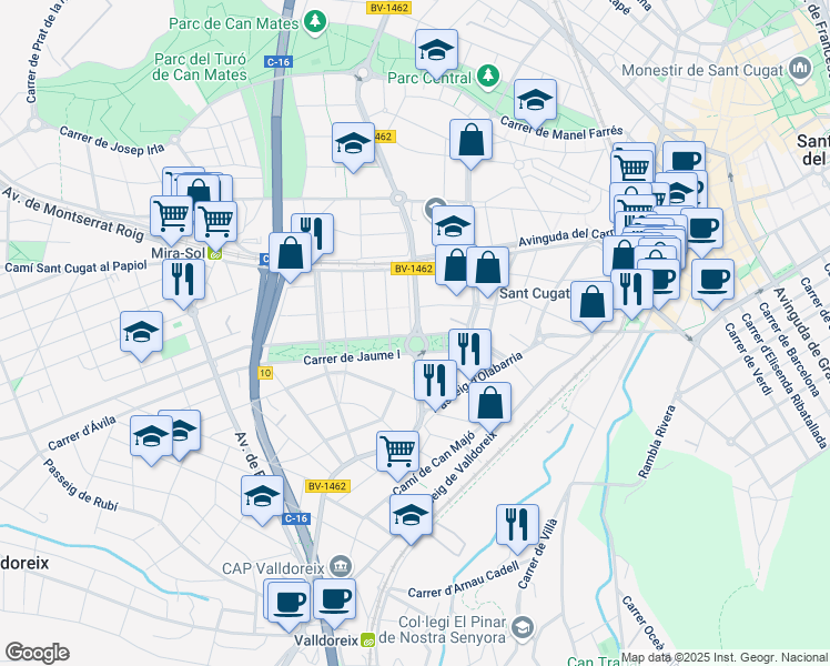 map of restaurants, bars, coffee shops, grocery stores, and more near in Barcelona