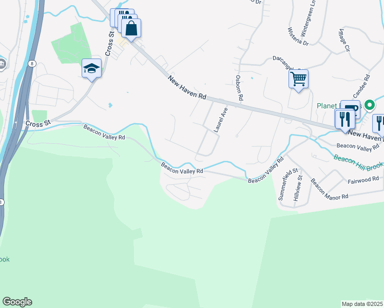 map of restaurants, bars, coffee shops, grocery stores, and more near 39 General Dalton Drive in Naugatuck