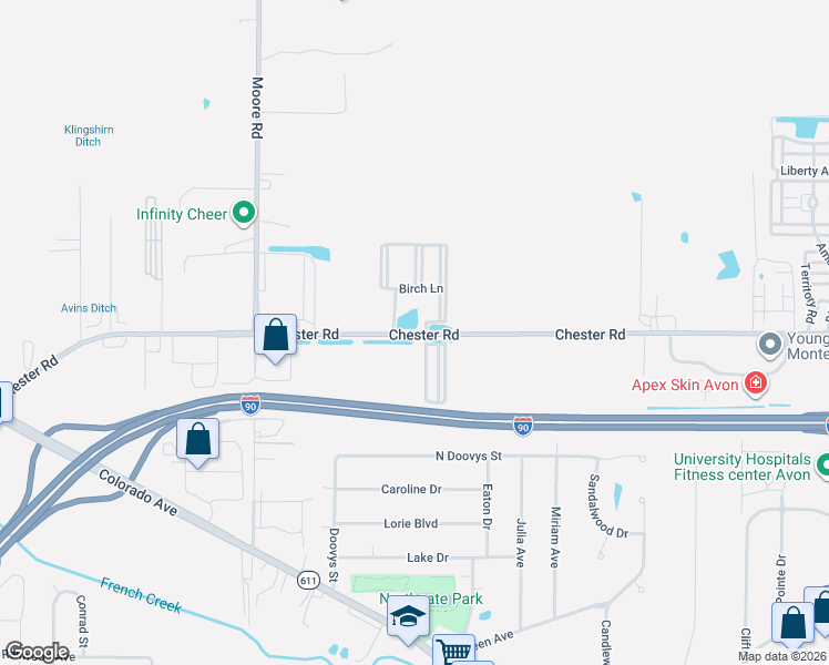 map of restaurants, bars, coffee shops, grocery stores, and more near Highway 2 in Avon