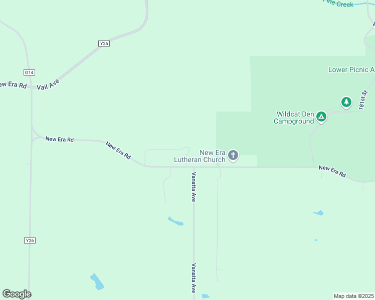map of restaurants, bars, coffee shops, grocery stores, and more near 3419 New Era Road in Muscatine