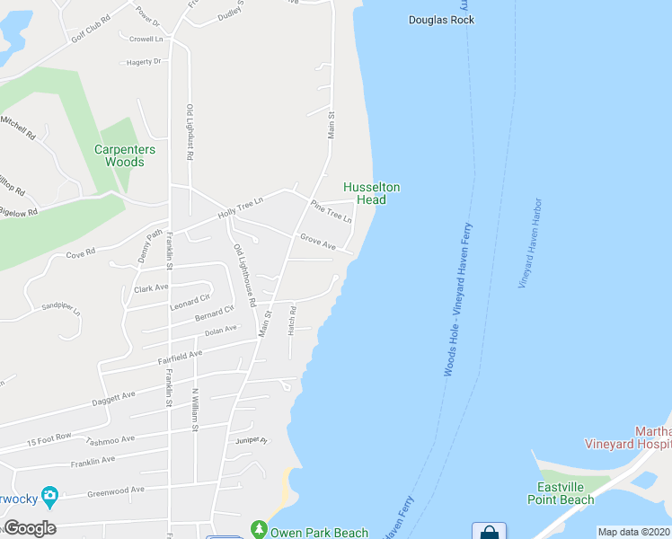 map of restaurants, bars, coffee shops, grocery stores, and more near 45 Jewett Lane in Tisbury