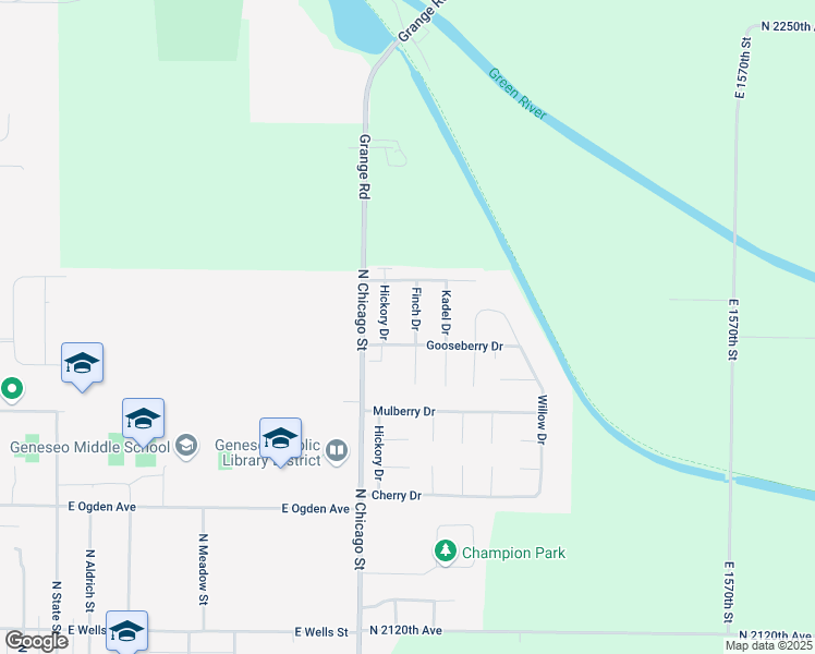 map of restaurants, bars, coffee shops, grocery stores, and more near 1000-1098 Hickory Hooppole Street in Geneseo