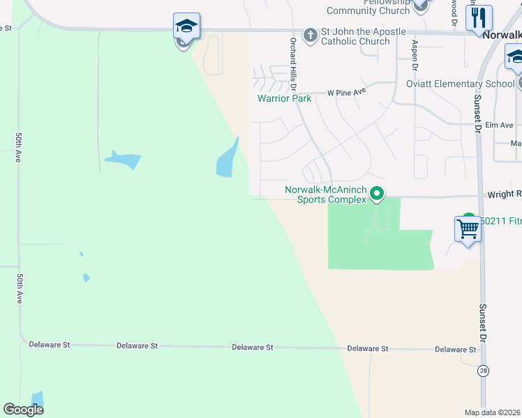 map of restaurants, bars, coffee shops, grocery stores, and more near 102 Braeburn Lane in Norwalk