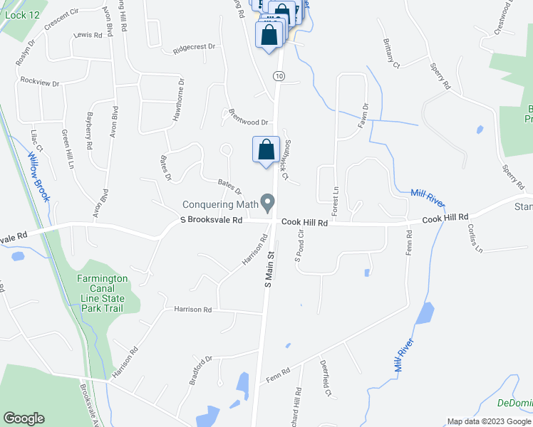 map of restaurants, bars, coffee shops, grocery stores, and more near 1393 South Main Street in Cheshire