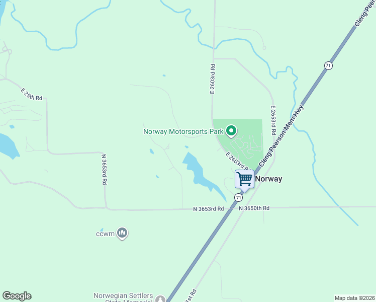 map of restaurants, bars, coffee shops, grocery stores, and more near 2618 3689th Road in Sheridan