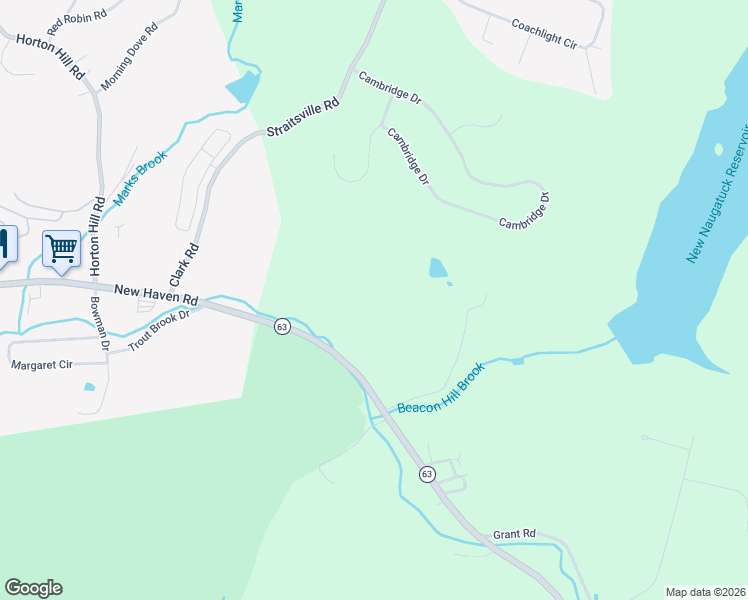 map of restaurants, bars, coffee shops, grocery stores, and more near 1144 Amity Road in Bethany