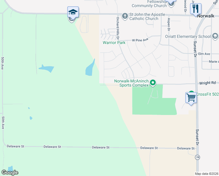 map of restaurants, bars, coffee shops, grocery stores, and more near 102 Braeburn Lane in Norwalk