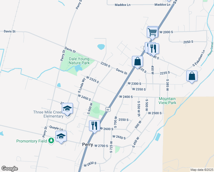 map of restaurants, bars, coffee shops, grocery stores, and more near 2309 South 900 West in Perry