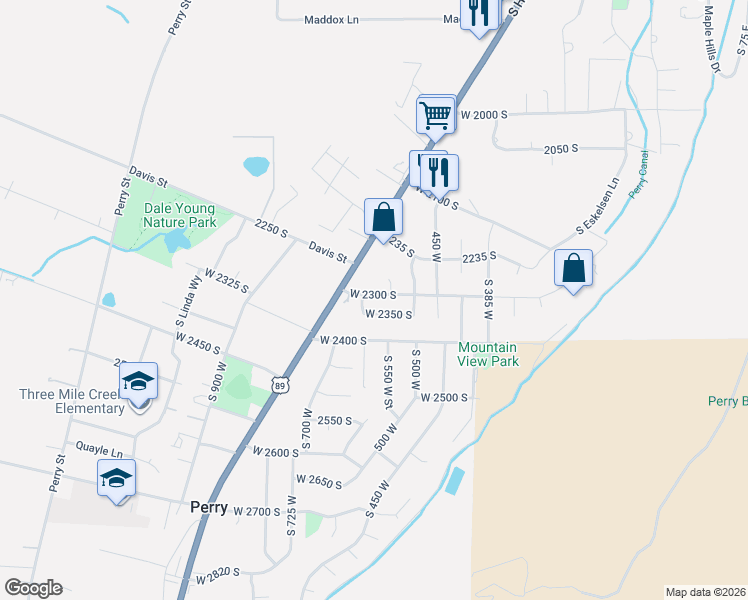 map of restaurants, bars, coffee shops, grocery stores, and more near 579 West 2300 South in Brigham City
