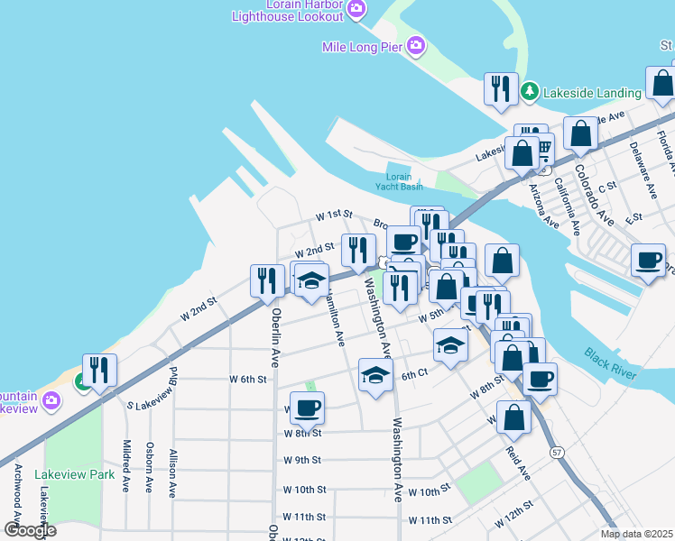 map of restaurants, bars, coffee shops, grocery stores, and more near 1026 U.S. 6 in Lorain